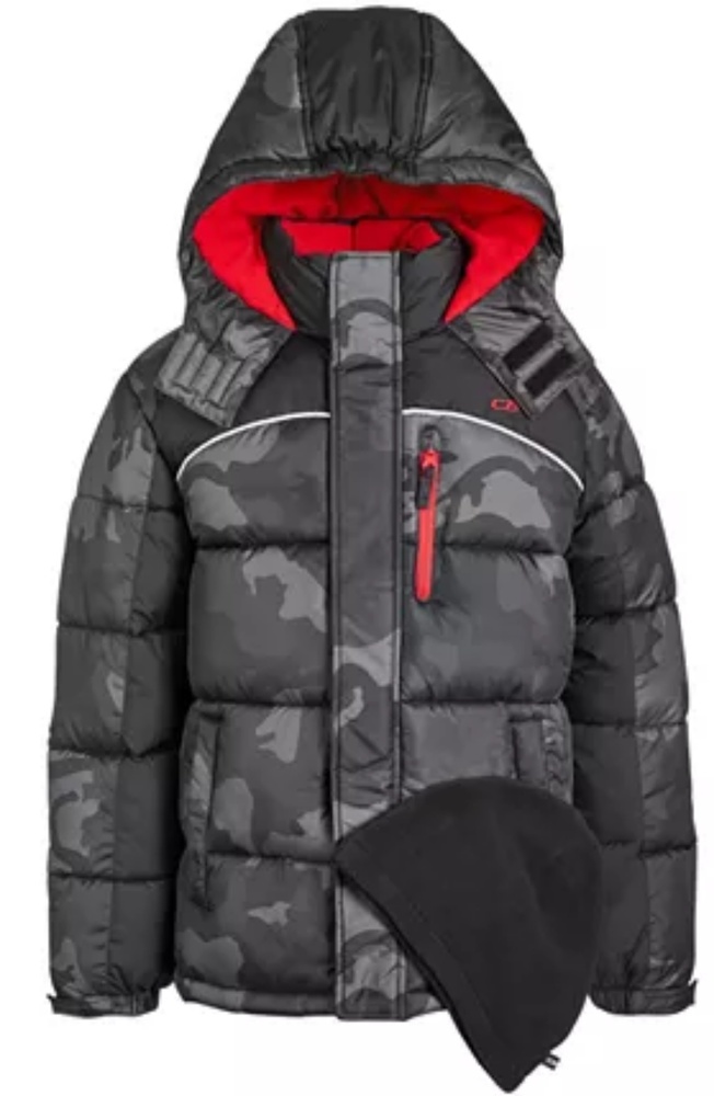 Big Boys 2-Pc. Puffer Coat & Hat Set